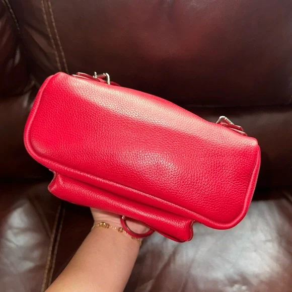 🔥🔥🔥Coach Mini Turnlock Rucksack Red Leather Backpack Backpacks